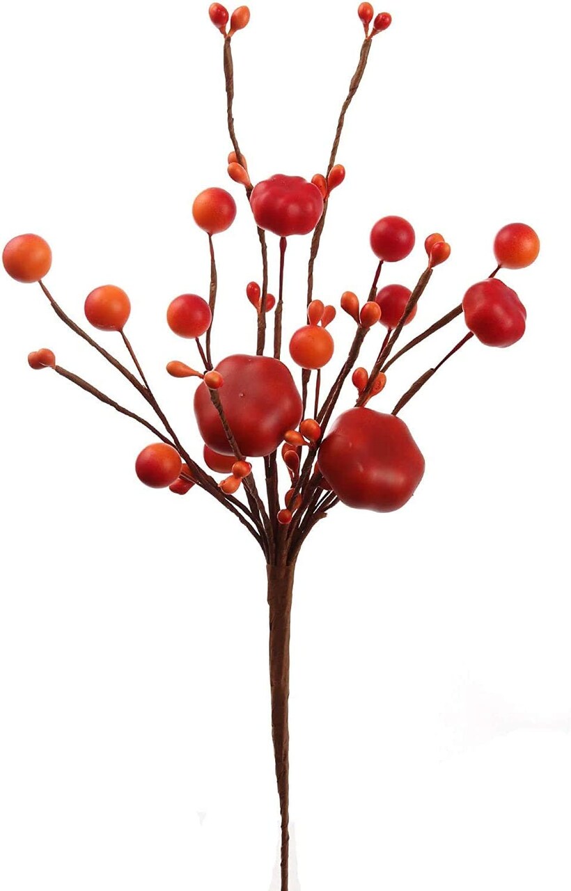 16-Pack Mini Orange Pumpkin Picks - Charming Decorative Accents for Fall Décor & Seasonal Arrangements - Autumn Festivity, Floral Home by Artificial Flowers